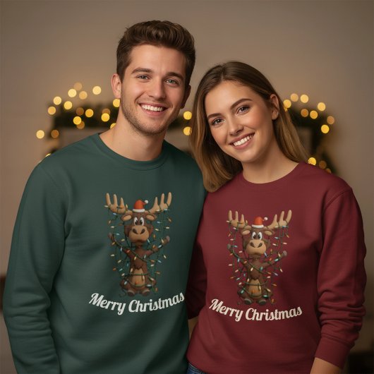 Weihnachtslichter Elch Sweatshirt