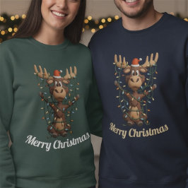 Weihnachtslichter Elch Sweatshirt