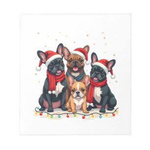 Weihnachtslichter Französische Bulldoggen Xmas Fre Notizblock