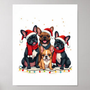 Weihnachtslichter Französische Bulldoggen Xmas Fre Poster