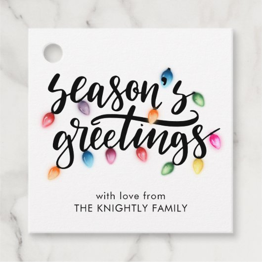 Weihnachtslichter Frohe Festtage Name Geschenkanhänger (Vorderseite)