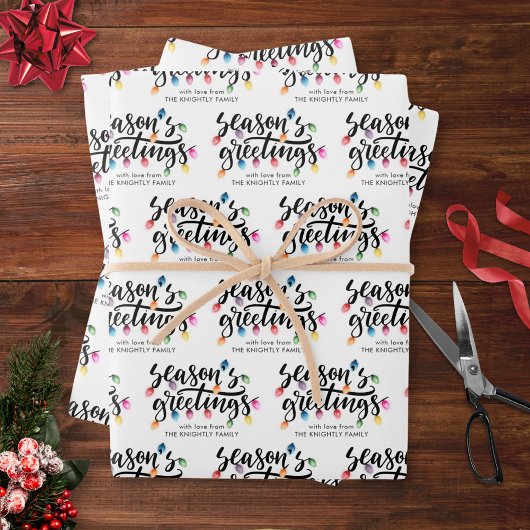 Weihnachtslichter Frohe Festtage Name Geschenkpapier Set