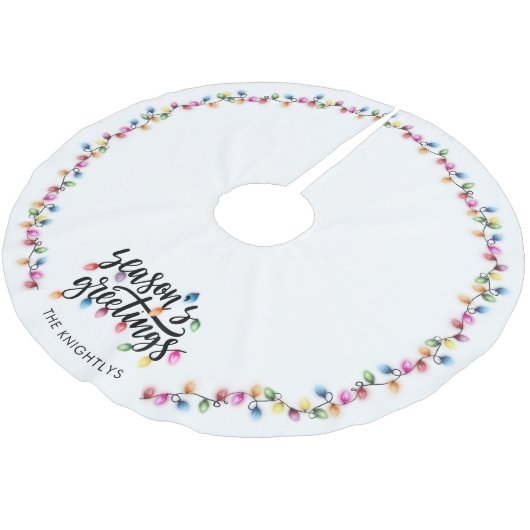 Weihnachtslichter Frohe Festtage Name Polyester Weihnachtsbaumdecke (Schrägansicht)