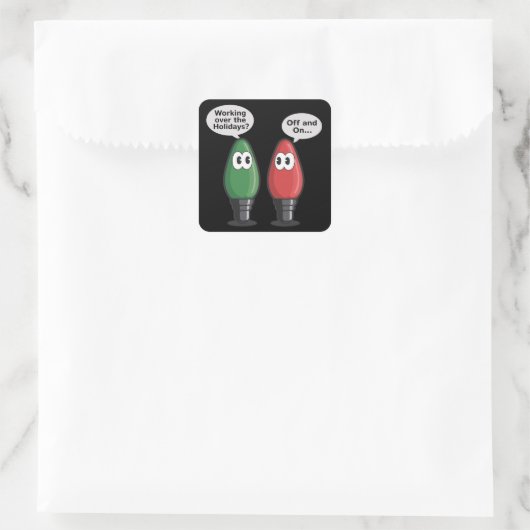 Weihnachtslichter funktionieren auf Glühbirne Quadratischer Aufkleber (Tasche)