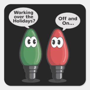 Weihnachtslichter funktionieren auf Glühbirne Quadratischer Aufkleber