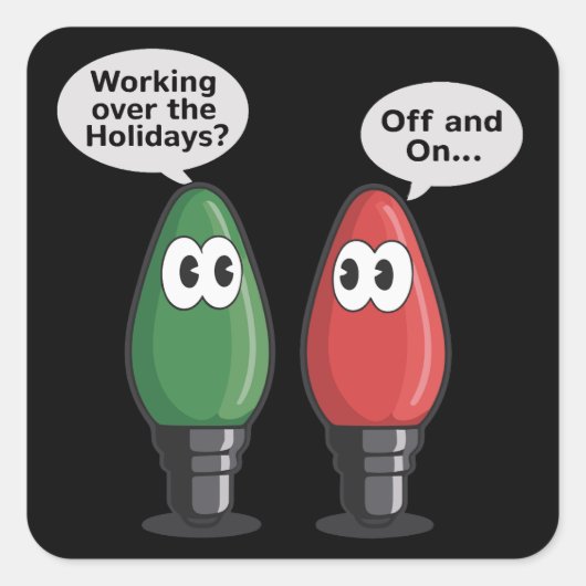 Weihnachtslichter funktionieren auf Glühbirne Quadratischer Aufkleber (Vorderseite)