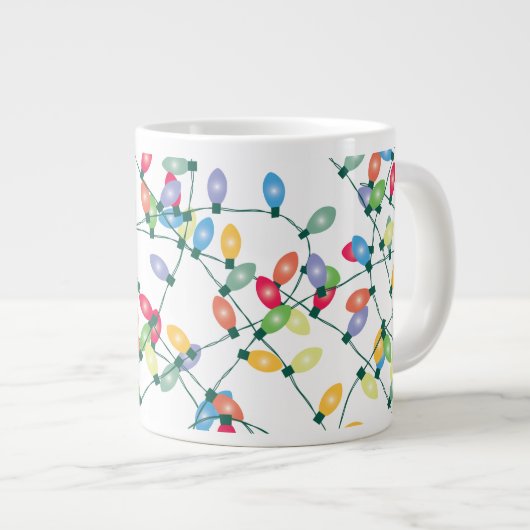 Weihnachtslichter gequetscht Jumbo-Tasse (Vorderseite Rechts)