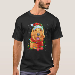 Weihnachtslichter Golden Retriever Hund Santa Hut T-Shirt