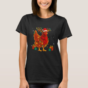 Weihnachtslichter Huhn Rentier Lustiger Weihnachts T-Shirt