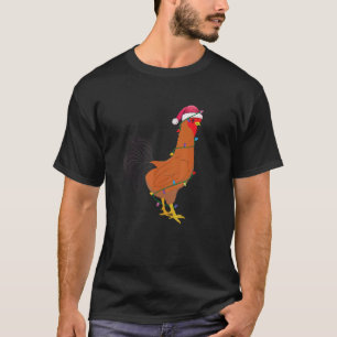 Weihnachtslichter Huhn Santa Hut   Xmas Baum T-Shirt