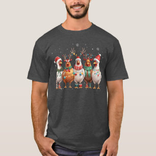 Weihnachtslichter Huhn Santa Lustiger Xmasree Mädc T-Shirt