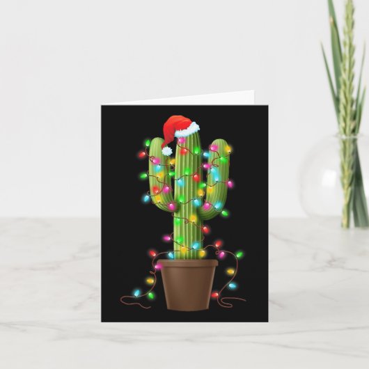 Weihnachtslichter Kaktus Lover Funny Xmas Geschenk Karte (Vorderseite)