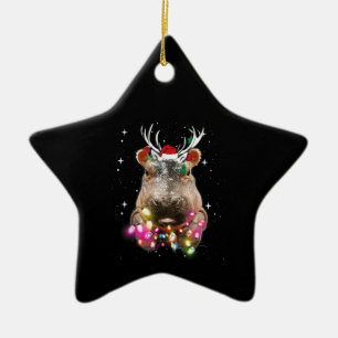 Weihnachtslichter Nilpferd Fiona Hippopotamus Lieb Keramik Ornament