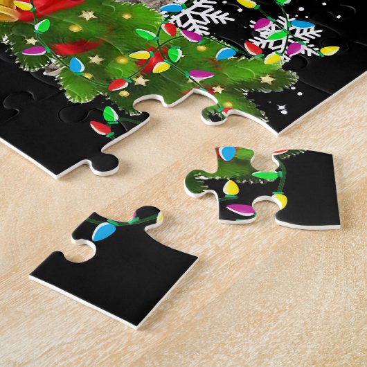 Weihnachtslichter peitschen lustige Hunde Weihnach Puzzle (Seite)