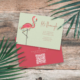 Weihnachtslichter Pink Flamingo QR Code Karte