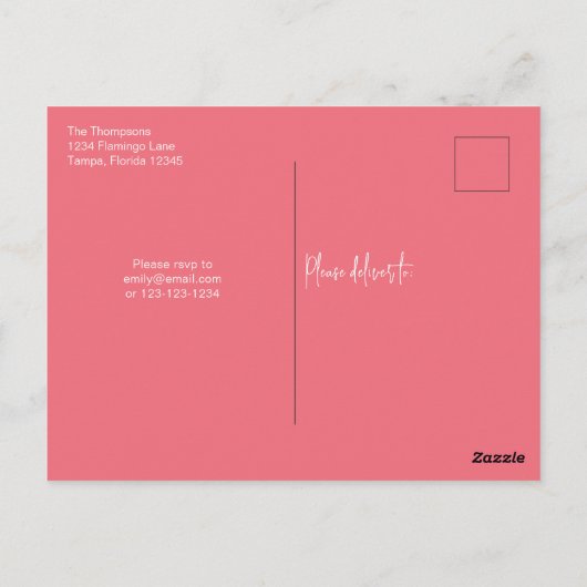 Weihnachtslichter Rosa Flamingo Inv Postkarte (Rückseite)
