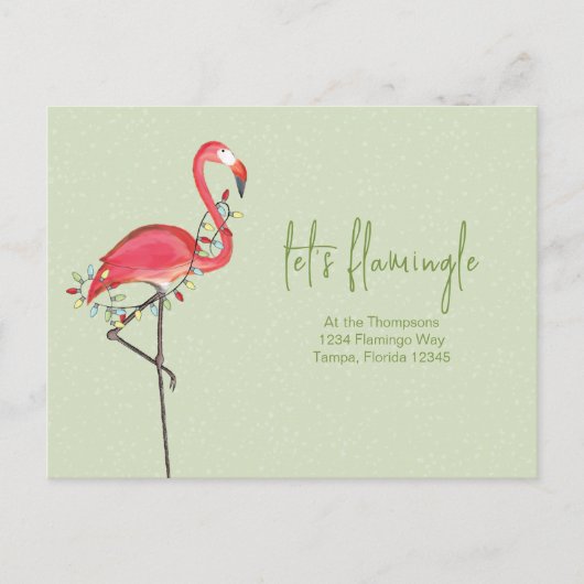 Weihnachtslichter Rosa Flamingo Inv Postkarte (Vorderseite)