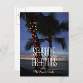 Weihnachtslichter schmücken eine Palme am Feiertagspostkarte (Vorne/Hinten)