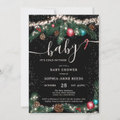 Weihnachtslichter Schneekiefer Babydusche Einladung (Vorderseite)