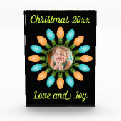 Weihnachtslichtkreis in Orange und Blau Fotoblock (Vorderseite)