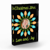 Weihnachtslichtkreis in Orange und Blau Fotoblock (Links)