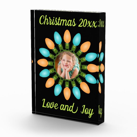 Weihnachtslichtkreis in Orange und Blau Fotoblock (Rechts)