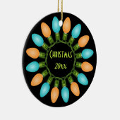Weihnachtslichtkreis in Orange und Blau Keramik Ornament (Rechts)