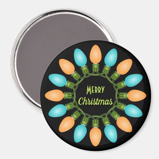 Weihnachtslichtkreis in Orange und Blau Magnet (Vorderseite/Rückseite)
