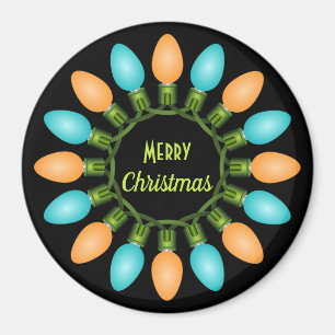 Weihnachtslichtkreis in Orange und Blau Magnet