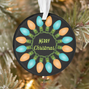 Weihnachtslichtkreis in Orange und Blau Ornament