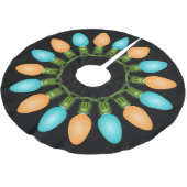 Weihnachtslichtkreis in Orange und Blau Polyester Weihnachtsbaumdecke (Schrägansicht)