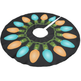 Weihnachtslichtkreis in Orange und Blau Polyester Weihnachtsbaumdecke