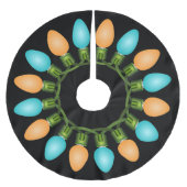 Weihnachtslichtkreis in Orange und Blau Polyester Weihnachtsbaumdecke (Vorderseite)
