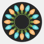 Weihnachtslichtkreis in Orange und Blau Runder Aufkleber (Vorderseite)
