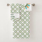 Weihnachtslichtkreise Muster Orange und Blau Badhandtuch Set (Insitu)