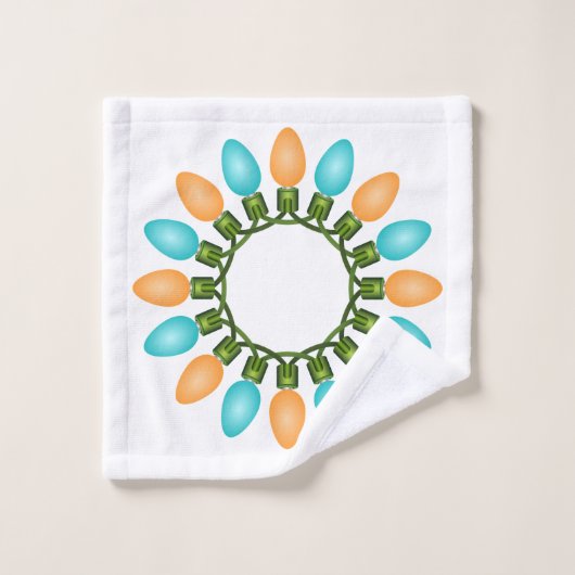 Weihnachtslichtkreise Muster Orange und Blau Badhandtuch Set (Waschlappen)