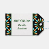 Weihnachtslichtkreise Muster Orange und Blau Geschenkanhänger (Vorderseite (Horizontal))