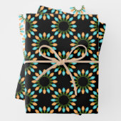 Weihnachtslichtkreise Muster Orange und Blau Geschenkpapier Set (Beispiel)