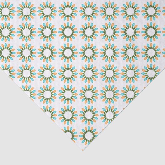 Weihnachtslichtkreise Muster Orange und Blau Seidenpapier (Ausschnitt)