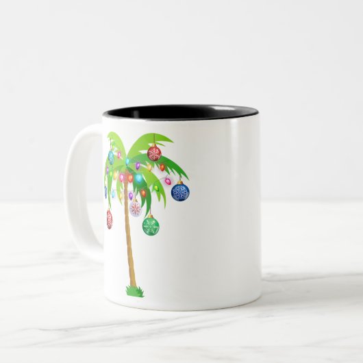 Weihnachtslichtpalme hawaii Strand tropisch x Zweifarbige Tasse (Vorderseite Links)
