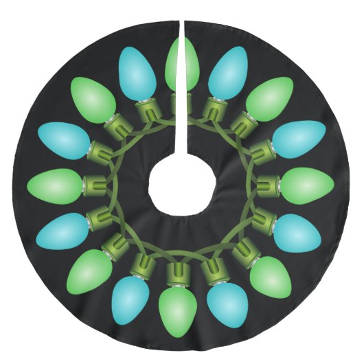 Weihnachtslichtzirkel in Blau und Grün Polyester Weihnachtsbaumdecke (Vorderseite)