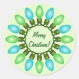 Weihnachtslichtzirkel in Blau und Grün Runder Aufkleber