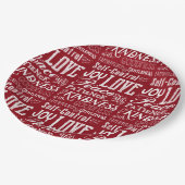 WeihnachtsLiebe-Freude-Frucht der Geist-Typografie Pappteller (Schrägansicht)