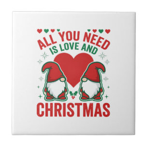 Weihnachtsliebe Herz Santa Gnom Design Fliese