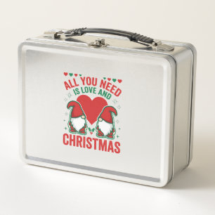 Weihnachtsliebe Herz Santa Gnom Design Metall Brotdose