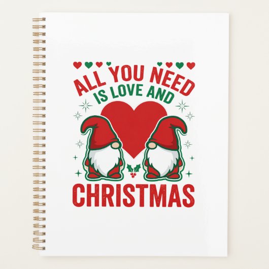 Weihnachtsliebe Herz Santa Gnom Design Planer (Vorderseite)