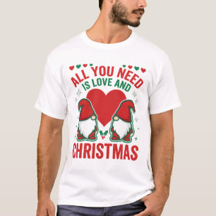 Weihnachtsliebe Herz Santa Gnom Design T-Shirt