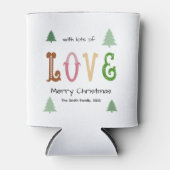 Weihnachtsliebe Moderne Typografie Personalisiert Dosenkühler (Vorderseite)