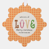 Weihnachtsliebe Moderne Typografie Personalisiert Ornament Karte (Vorderseite)