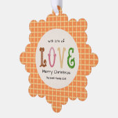 Weihnachtsliebe Moderne Typografie Personalisiert Ornament Karte (Linke Ecke)